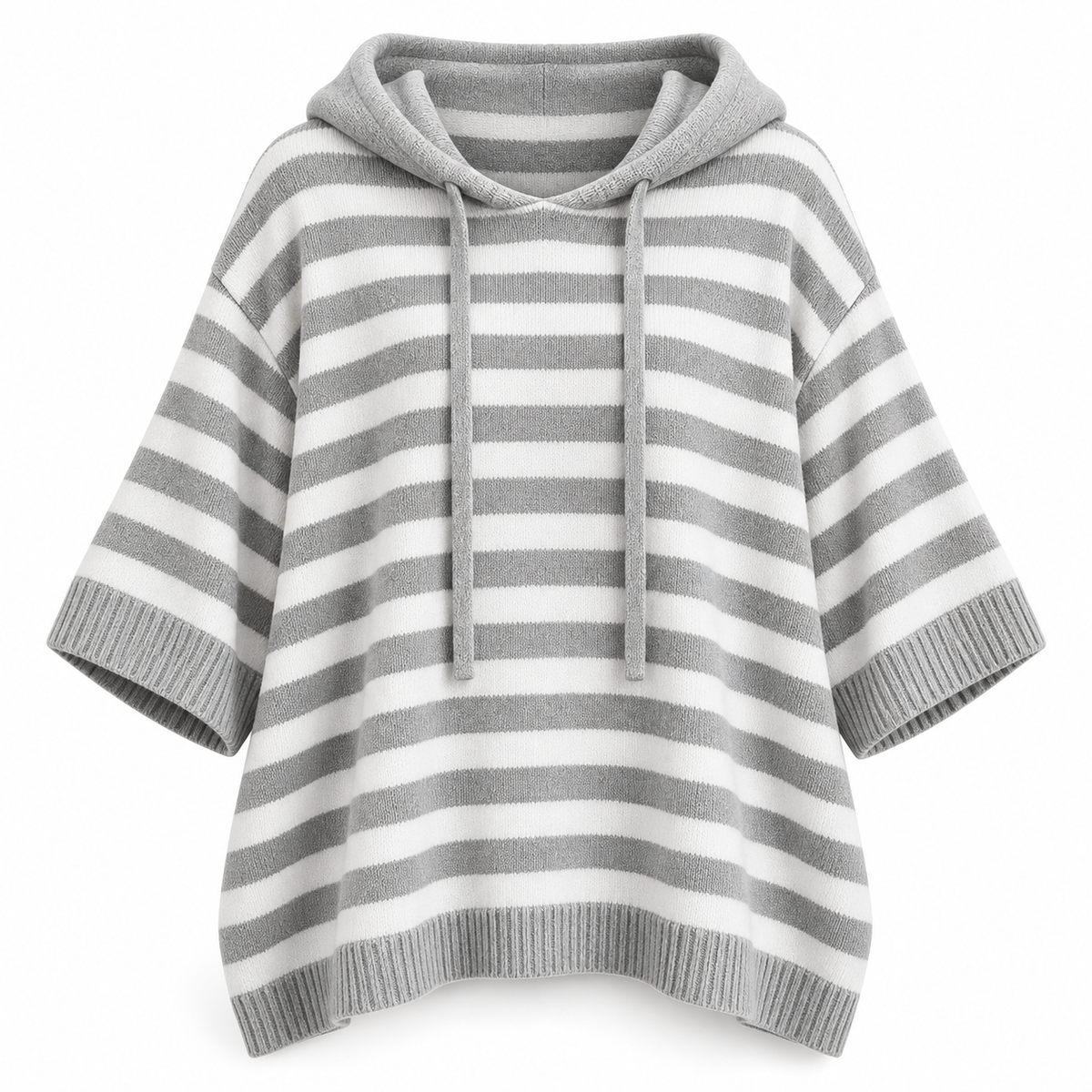 Relaxed Hooded Zip Knit Sweater