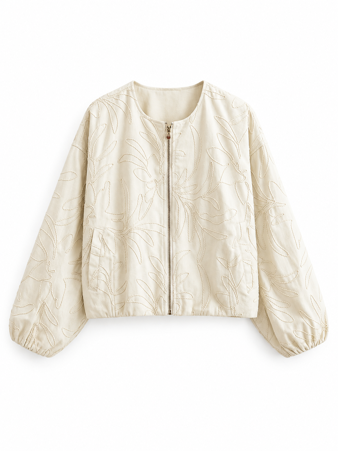 Ivory Embroidered Cropped Jacket product view