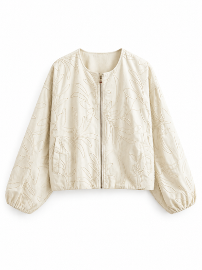 Ivory Embroidered Cropped Jacket product view