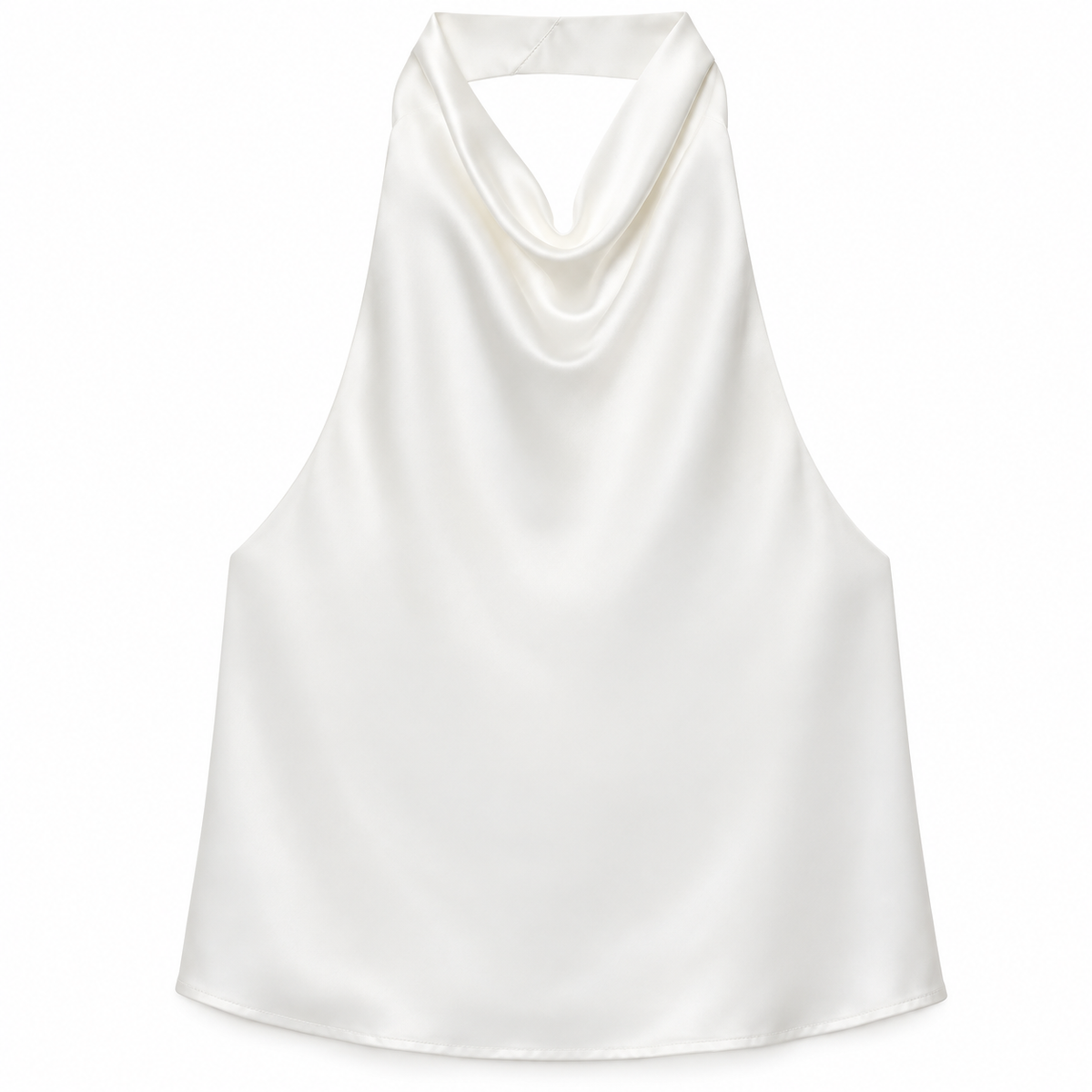 Ivory Satin Halter Top product view
