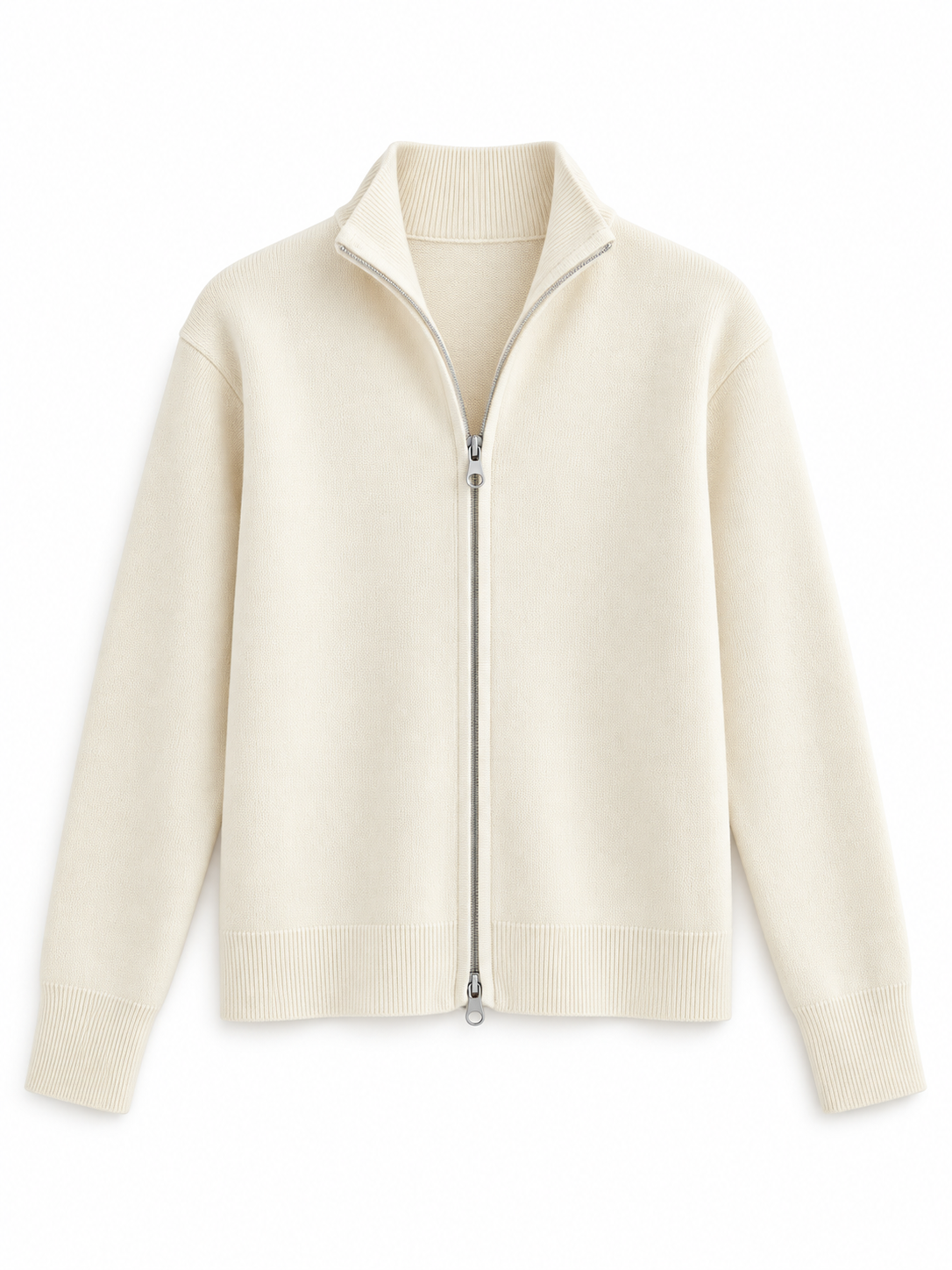 Ivory Full-Zip Knit Cardigan product view