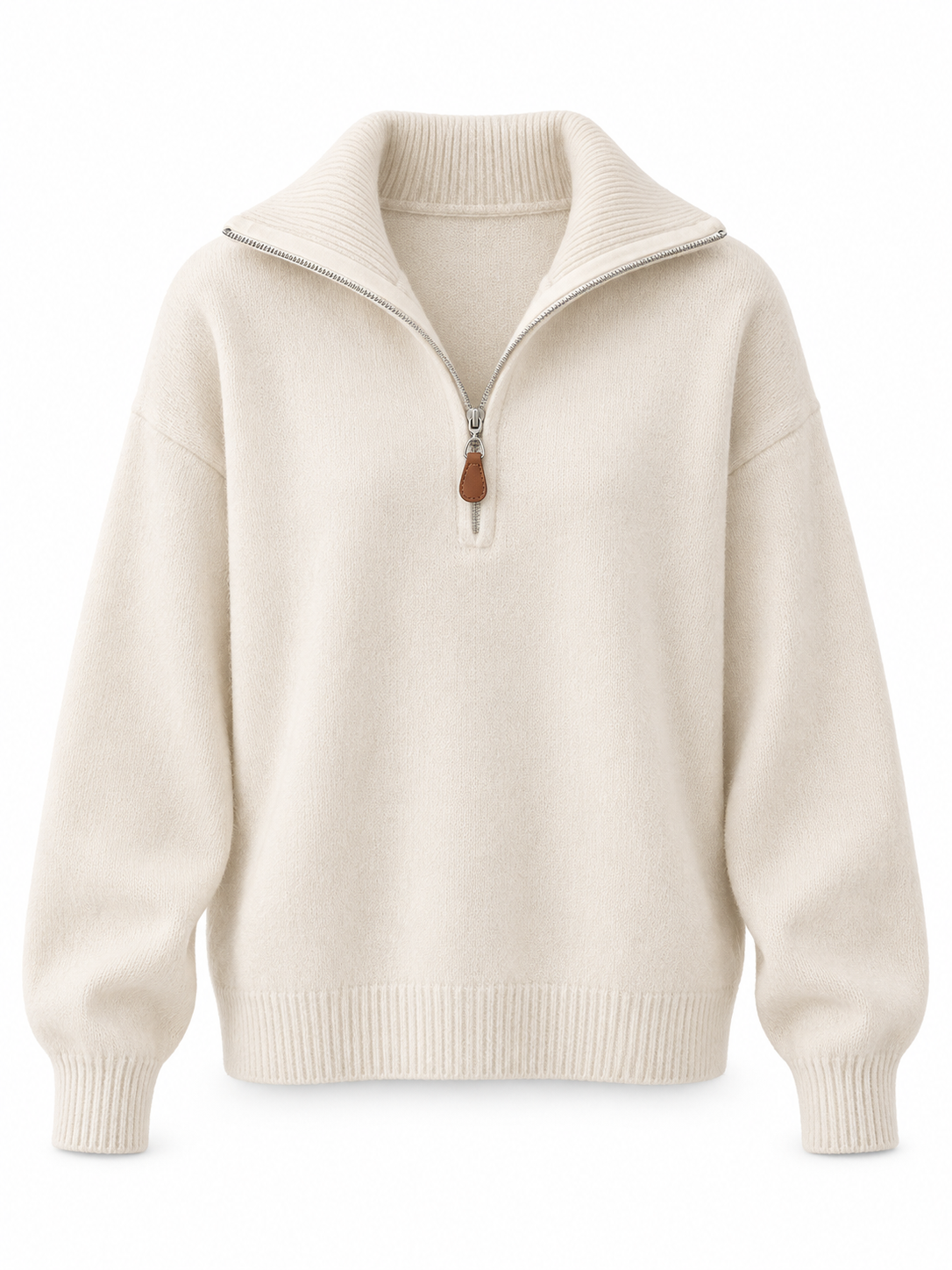 Ivory Half-Zip Knit Sweater product view