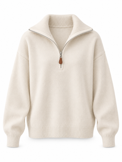 Ivory Half-Zip Knit Sweater product view