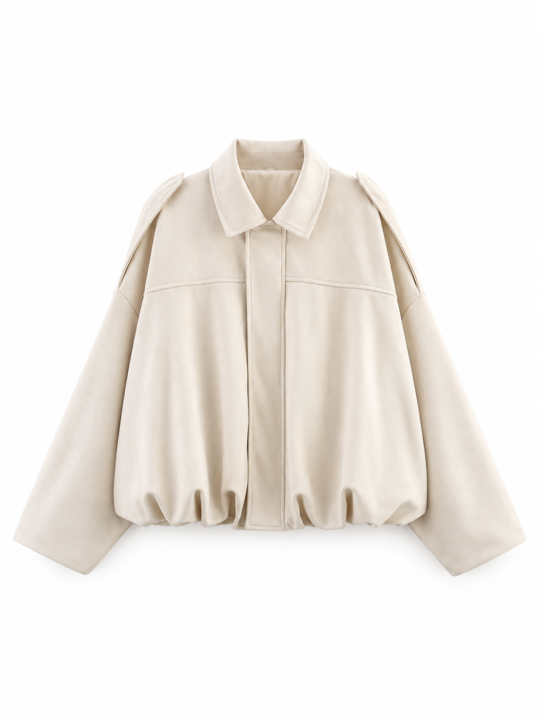 Ivory Relaxed Suede-Effect Jacket product view