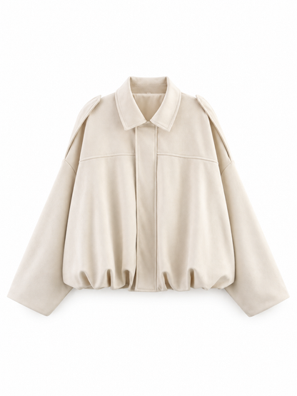 Ivory Relaxed Suede-Effect Jacket product view