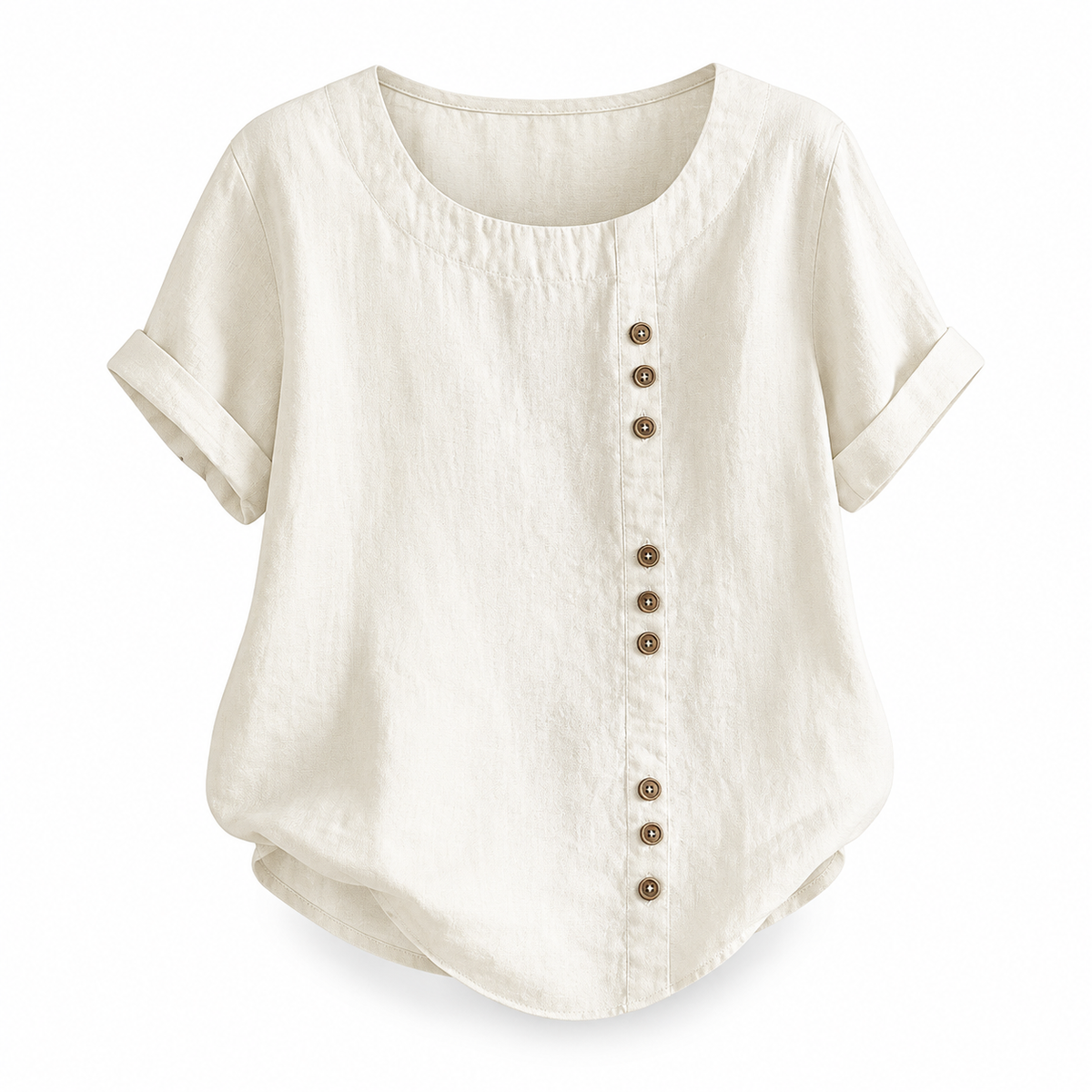 Top boutonné décontracté coton-lin
