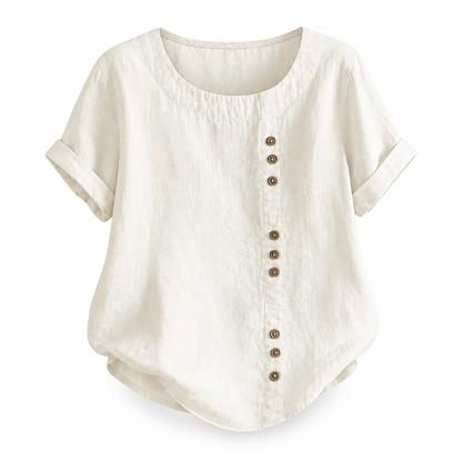 Top boutonné décontracté coton-lin