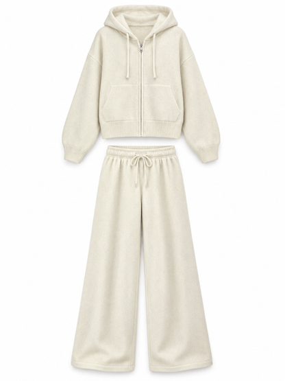 Ivory Hooded Knit Lounge Set product view