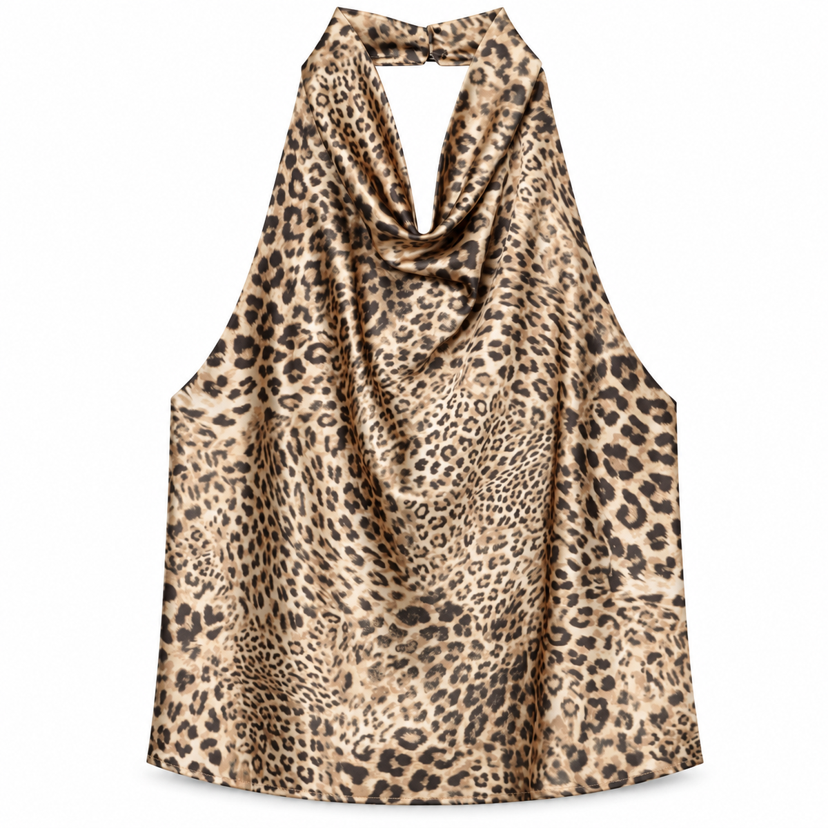 Leopard Satin Halter Top product view