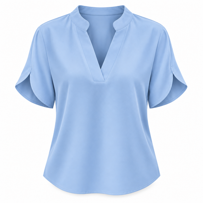 Relaxte Blouse met V-Hals en Korte Mouwen