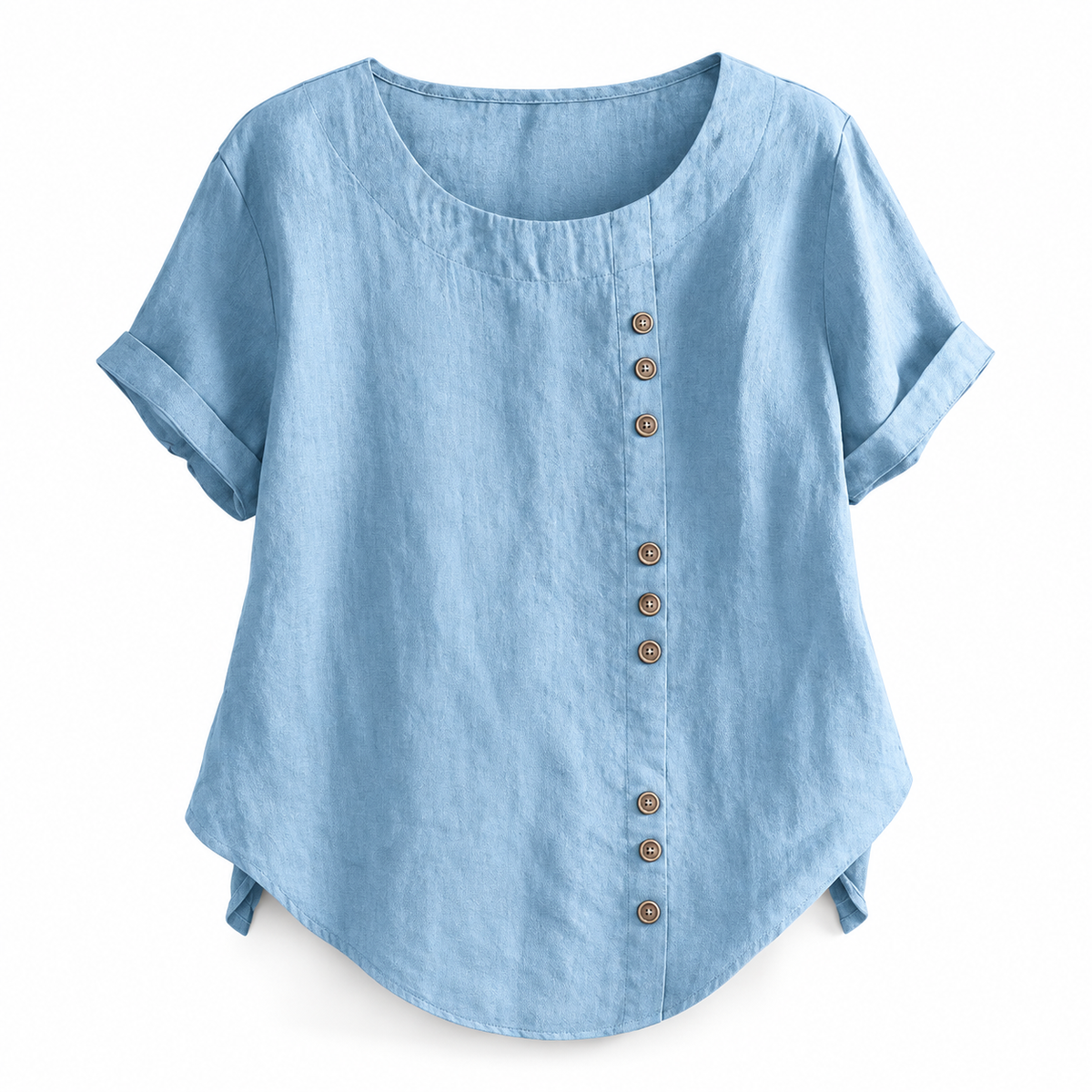 Top boutonné décontracté coton-lin