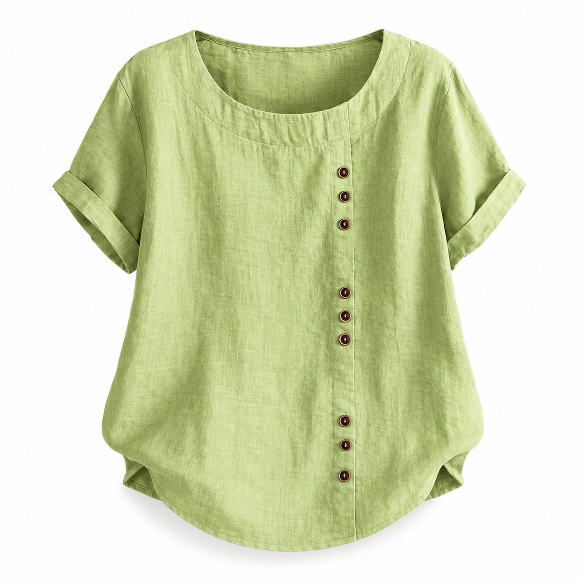 Top boutonné décontracté coton-lin