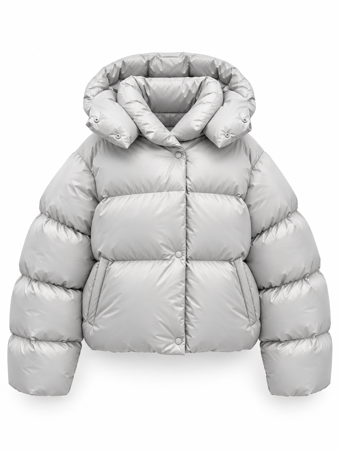 Light gray Hooded Puffer Jacket product view