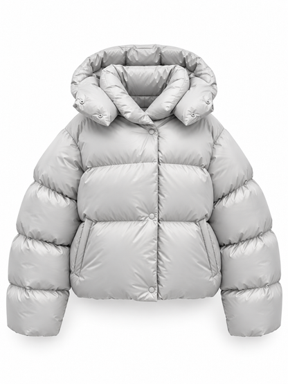 Light gray Hooded Puffer Jacket product view