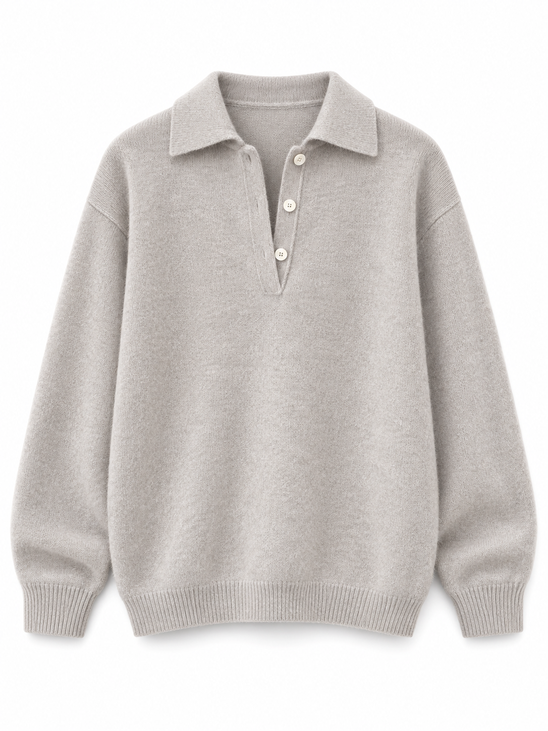 Light gray Merino Polo Knit Sweater product view