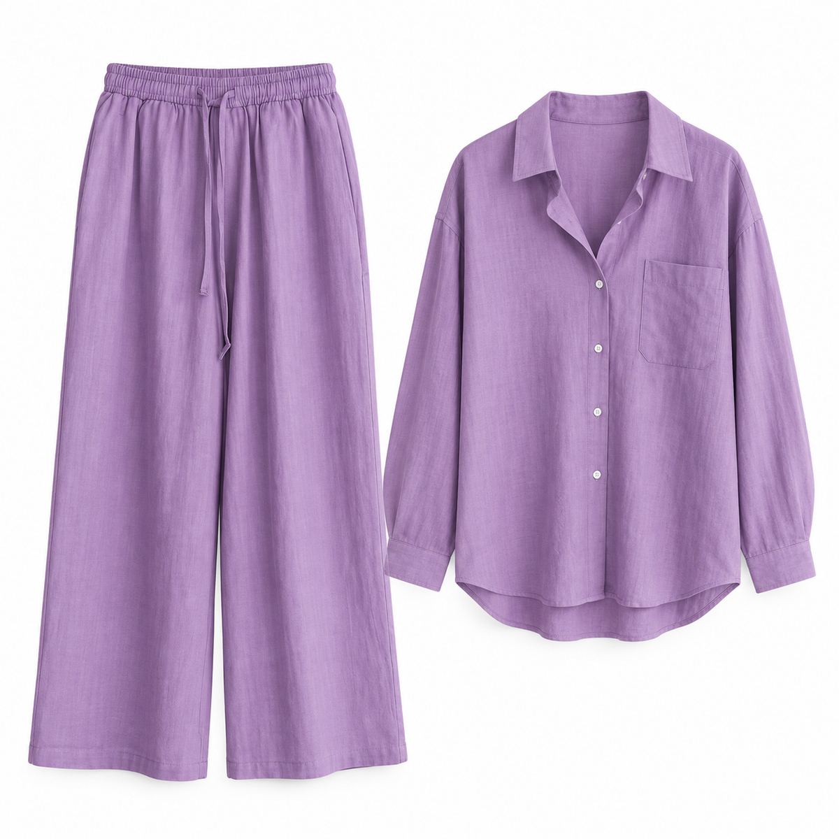 Lilac Relaxed Linen Shirt & Trouser Set product view