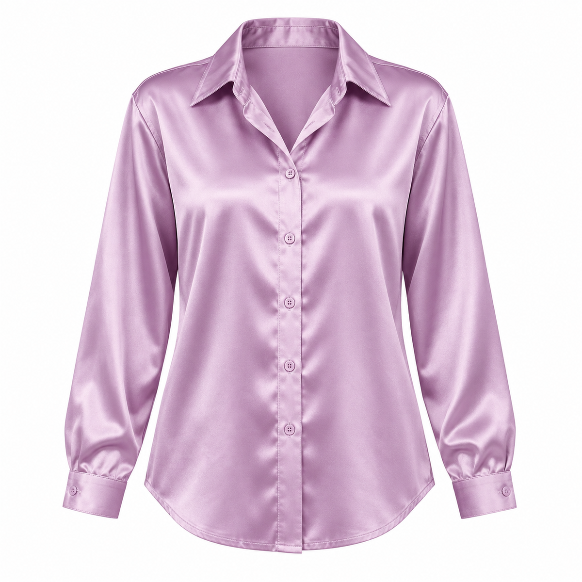 Lilac Satin-Look Long-Sleeve Shirt product view