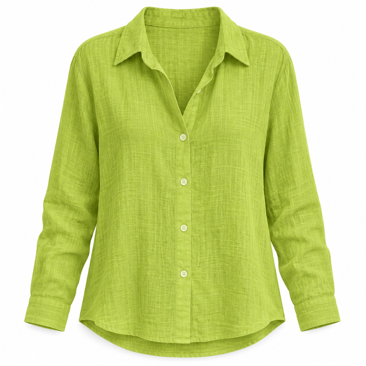 Lime Relaxed Long-Sleeve Button Shirt product view