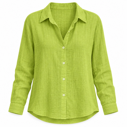 Lime Relaxed Long-Sleeve Button Shirt product view
