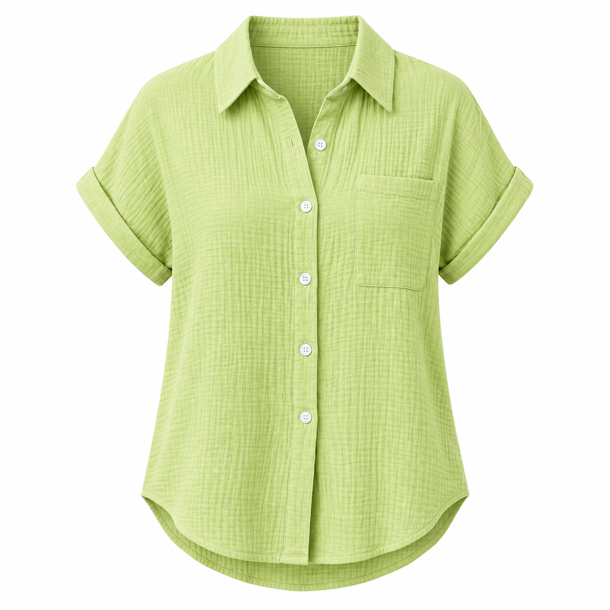 Lime Relaxed Cotton-Blend Short-Sleeve Shirt product view