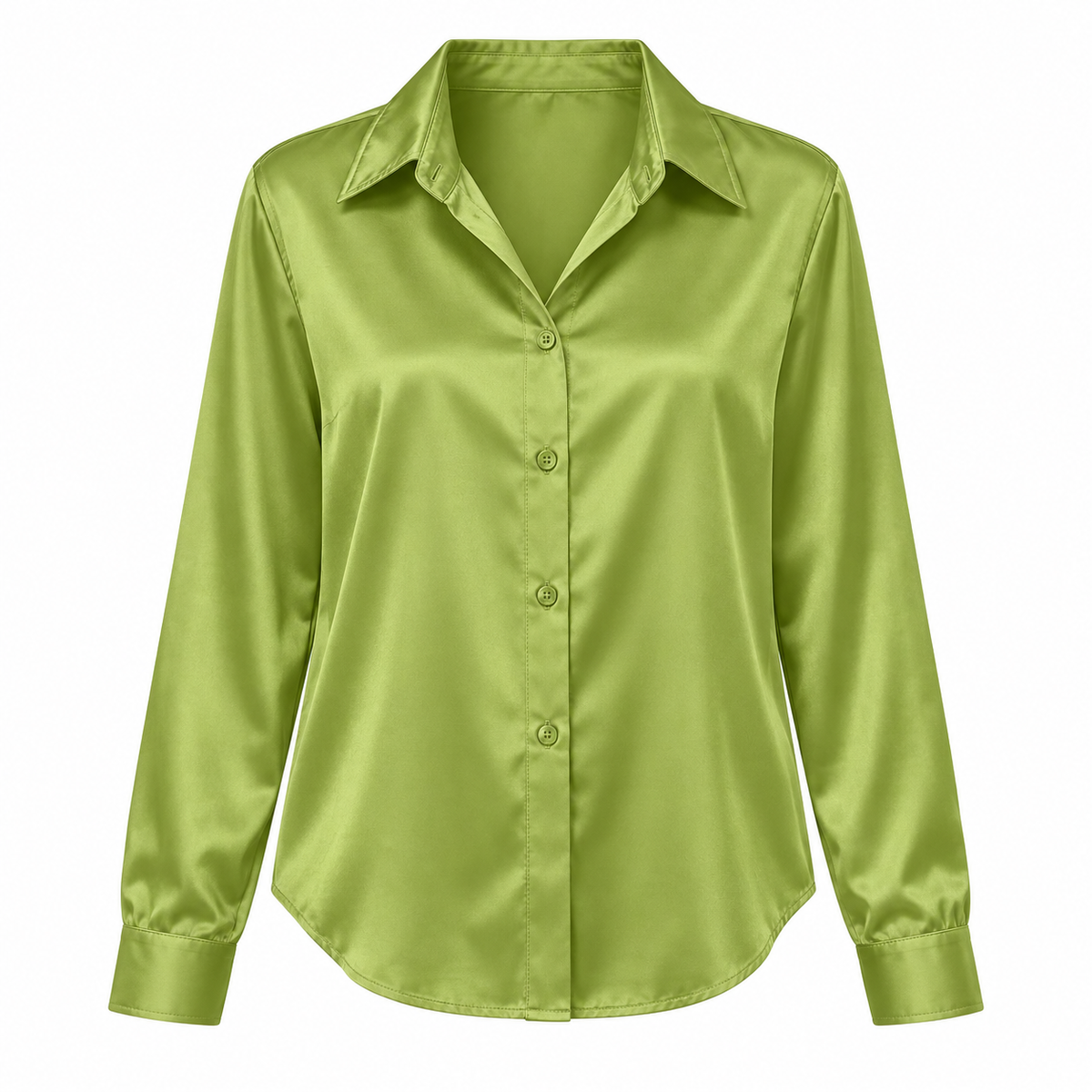 Lime Satin-Look Long-Sleeve Shirt product view