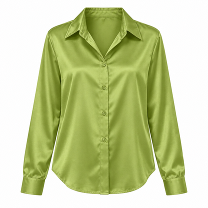 Lime Satin-Look Long-Sleeve Shirt product view