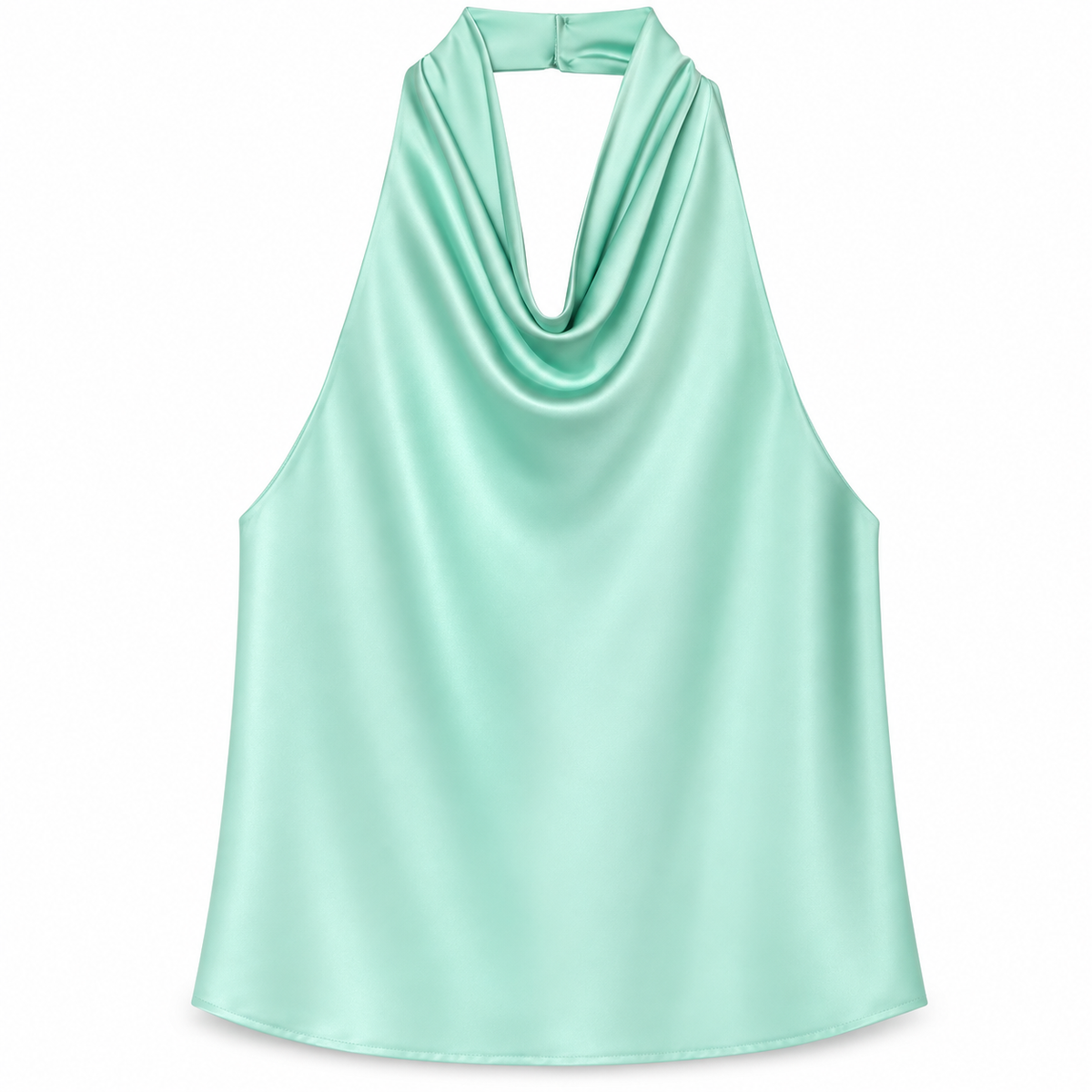 Mint Satin Halter Top product view