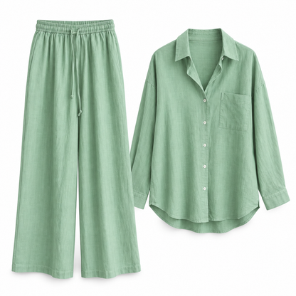 Mint Relaxed Linen Shirt & Trouser Set product view