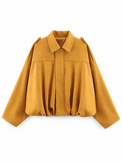 Mustard Relaxed Suede-Effect Jacket product view
