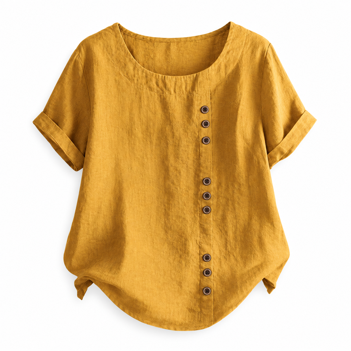 Top boutonné décontracté coton-lin