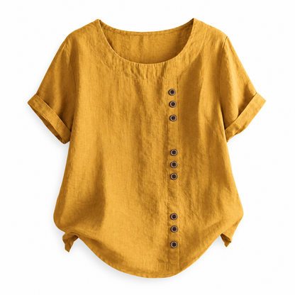 Top boutonné décontracté coton-lin