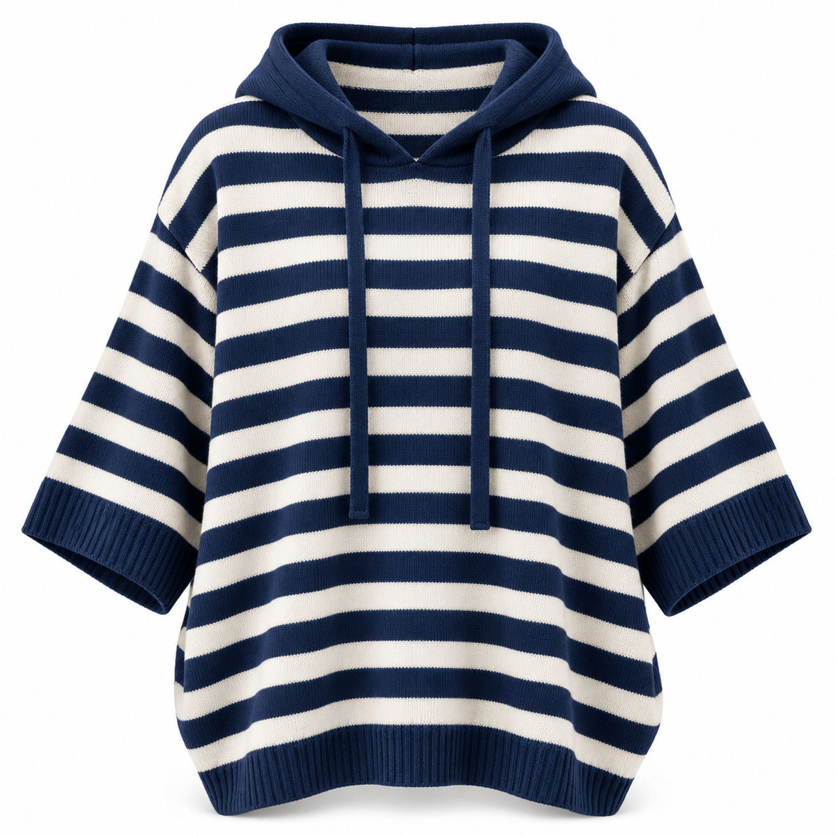 Relaxed Hooded Zip Knit Sweater