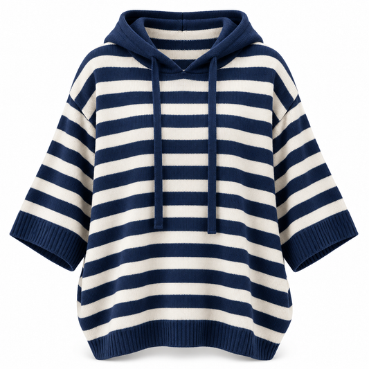 Relaxed Hooded Zip Knit Sweater
