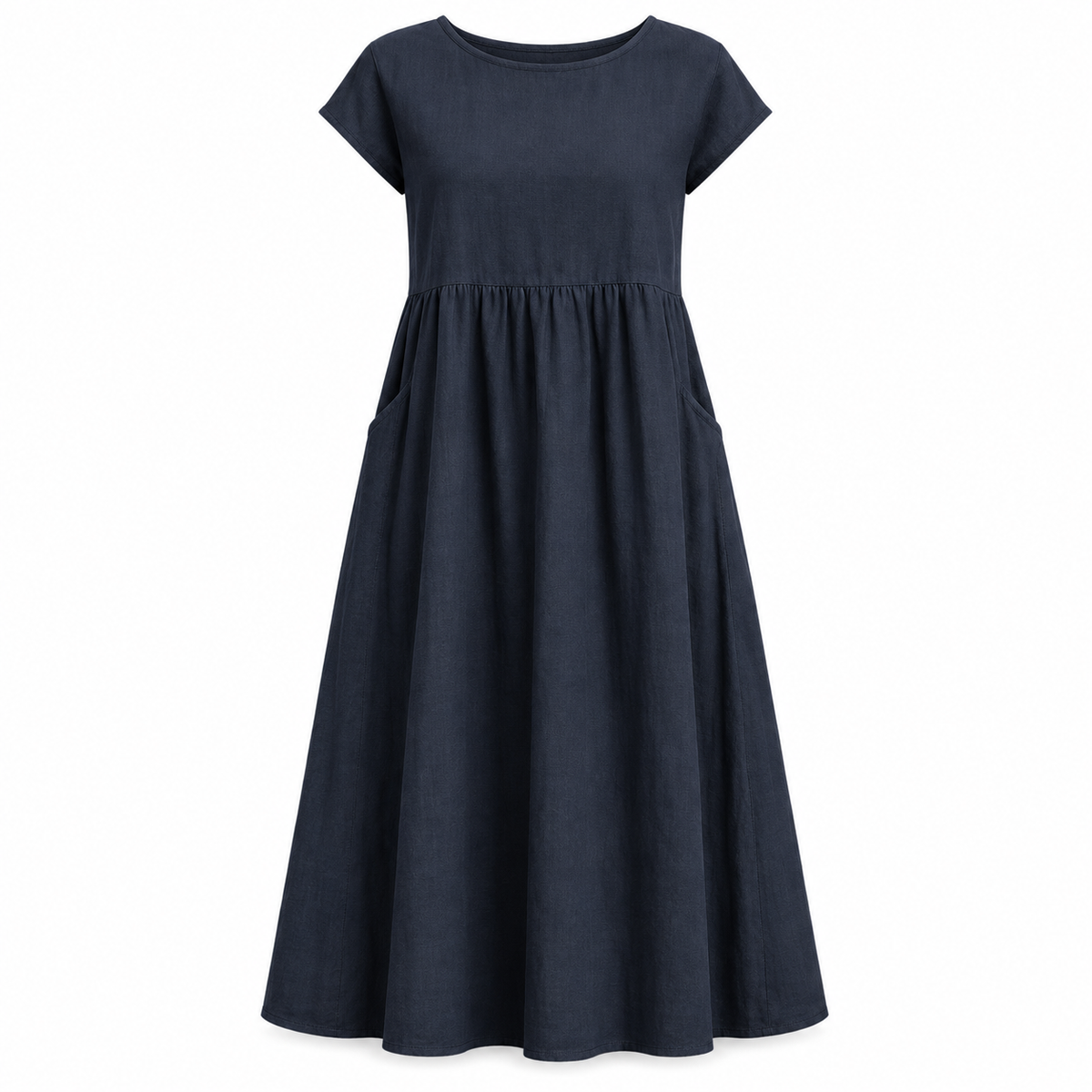 Relaxed Linen-Blend Midi Dress