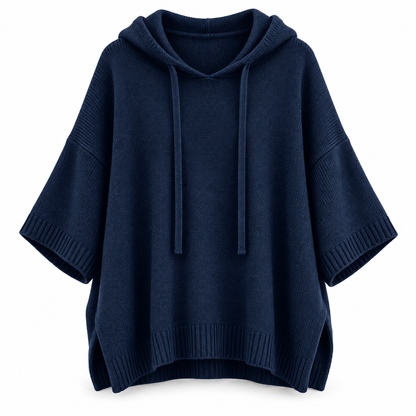 Relaxed Hooded Zip Knit Sweater