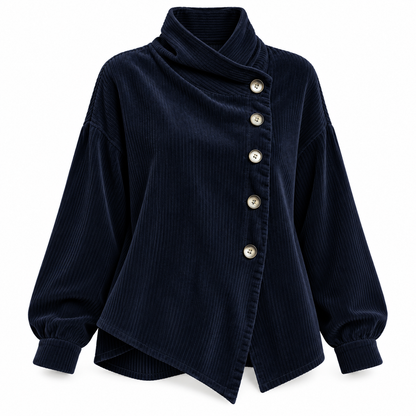Asymmetrische corduroy blouse met knopen