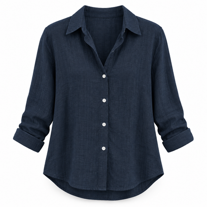 Navy Relaxed Long-Sleeve Button Shirt product view