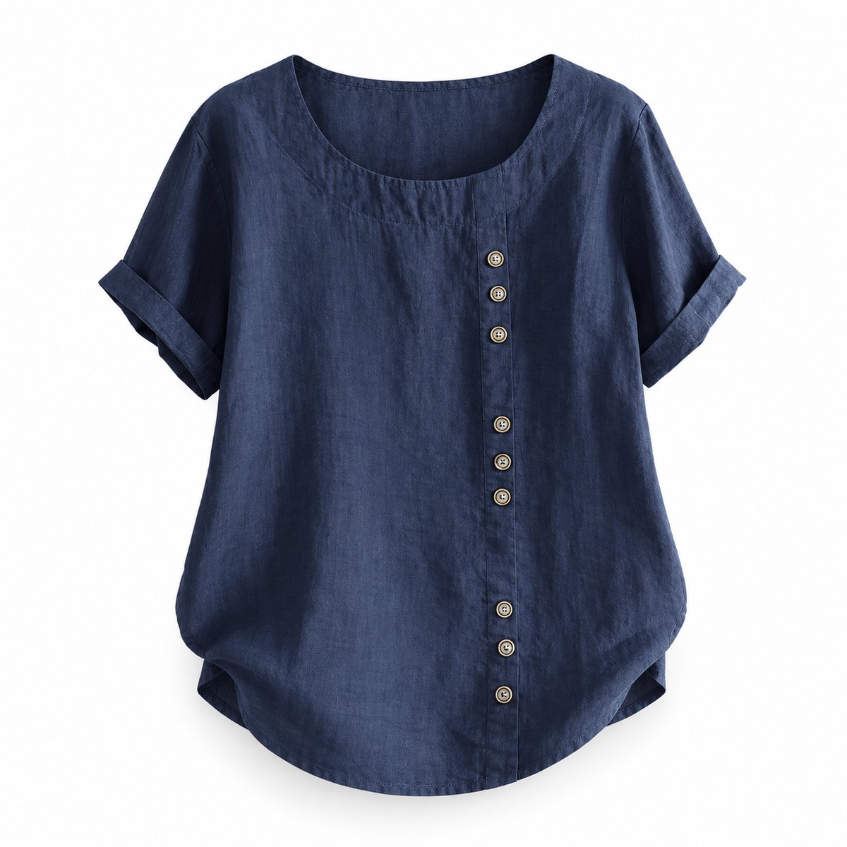 Top boutonné décontracté coton-lin