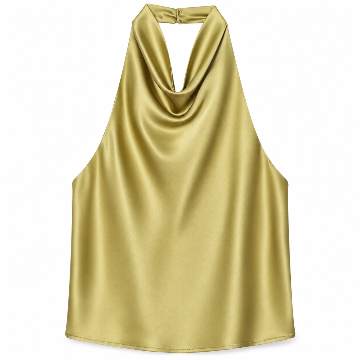 Olive gold Satin Halter Top product view