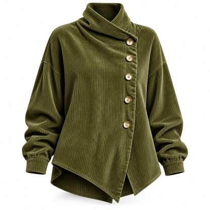 Asymmetrische corduroy blouse met knopen