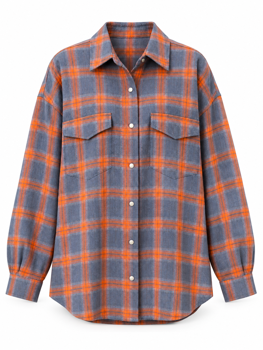 Orange blue plaid Oversized Plaid Shirt product view
