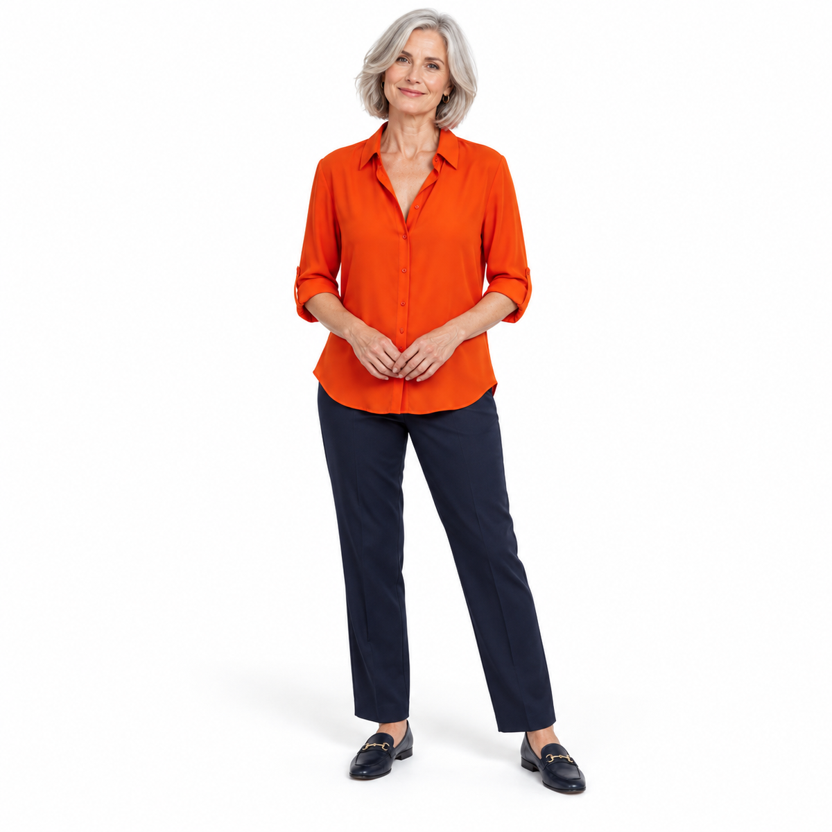 Relaxed Chiffon Button Blouse