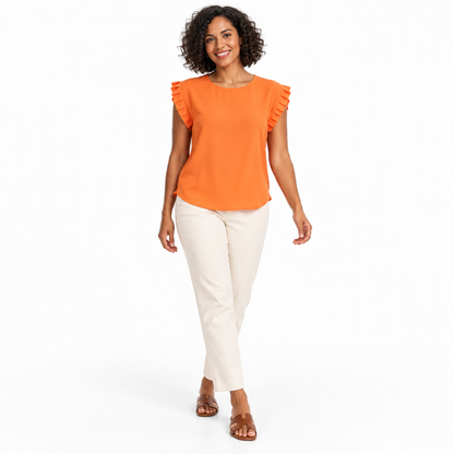 Blouse met Korte Mouwen en Plooien