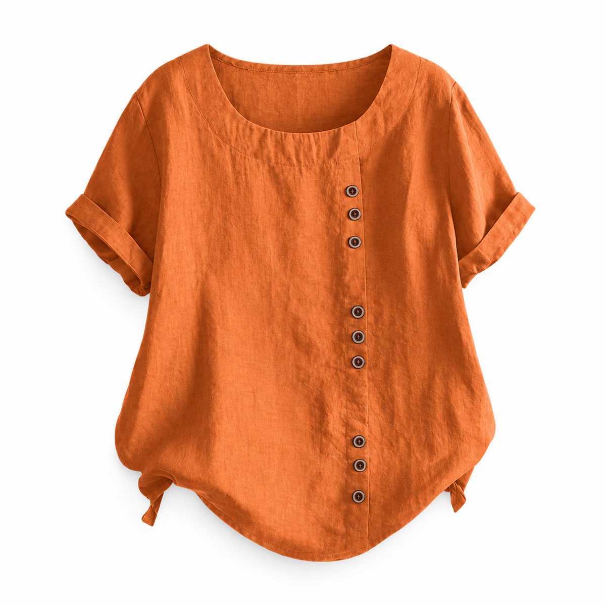 Top boutonné décontracté coton-lin