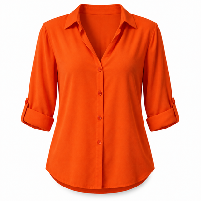 Relaxed Chiffon Button Blouse