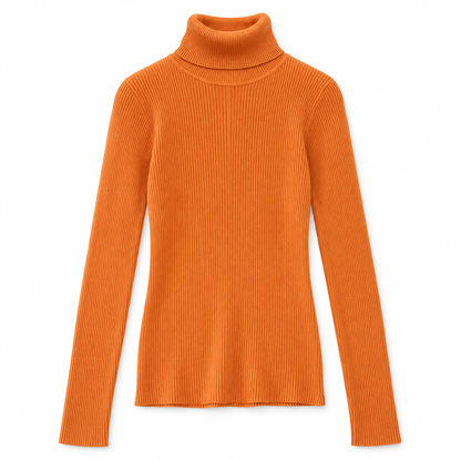 Orange Soft Turtleneck Knit Sweater product view