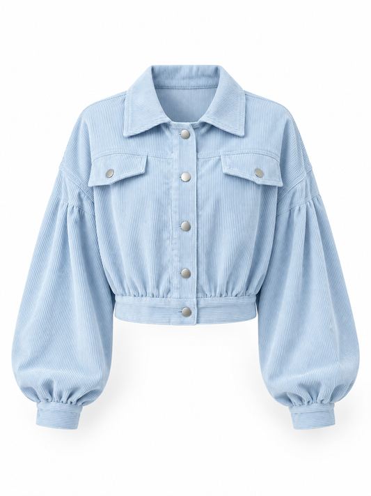 Pale blue Cropped Corduroy Jacket product view