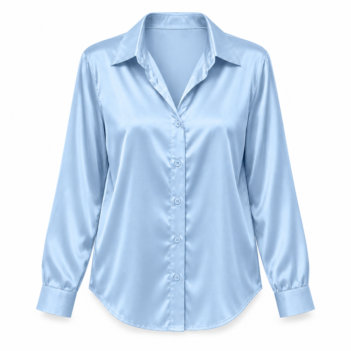 Pale blue Satin-Look Long-Sleeve Shirt product view