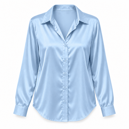 Pale blue Satin-Look Long-Sleeve Shirt product view