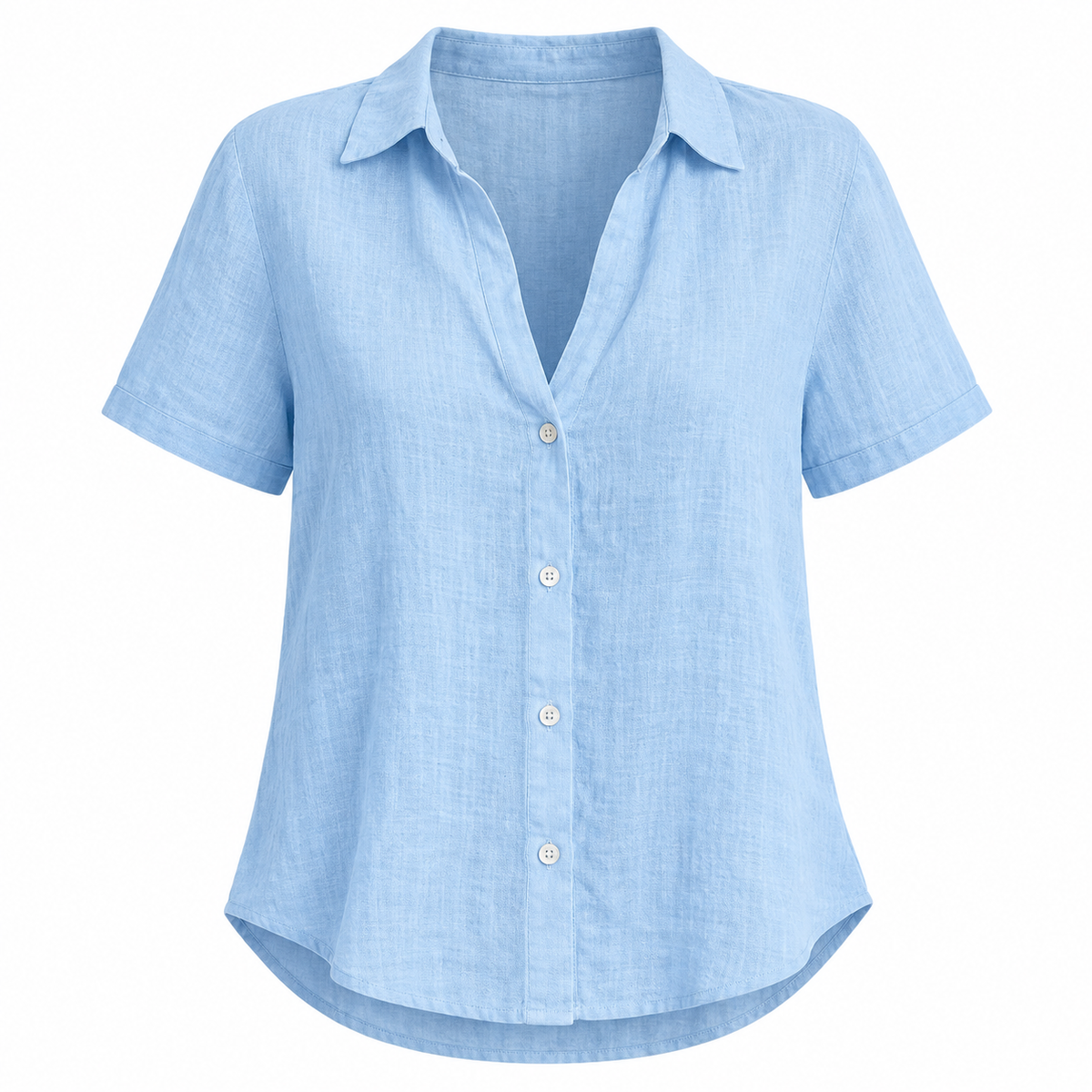 Pale blue Relaxed V-Neck Summer Blouse product view